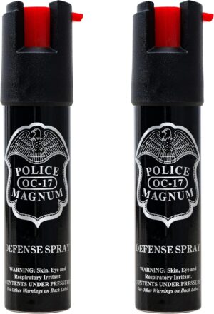 Police Magnum Compact Pepper Spray Self Defense- Tactical Maximum Heat Strength OC- Small Discreet Carry Canister- Made in The USA- 2 Pack 3/4oz TL